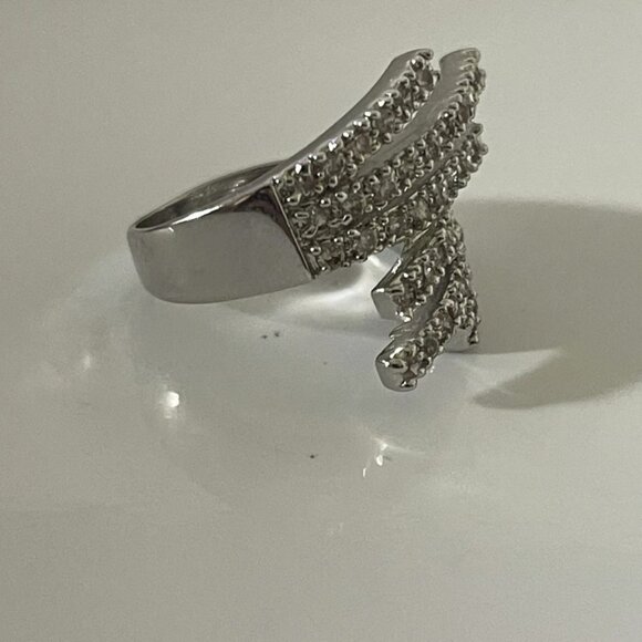 Lovely Signed TICI China Silver Tone & Rhinestones Ring ~ Size 4-4.5 - Picture 11 of 12